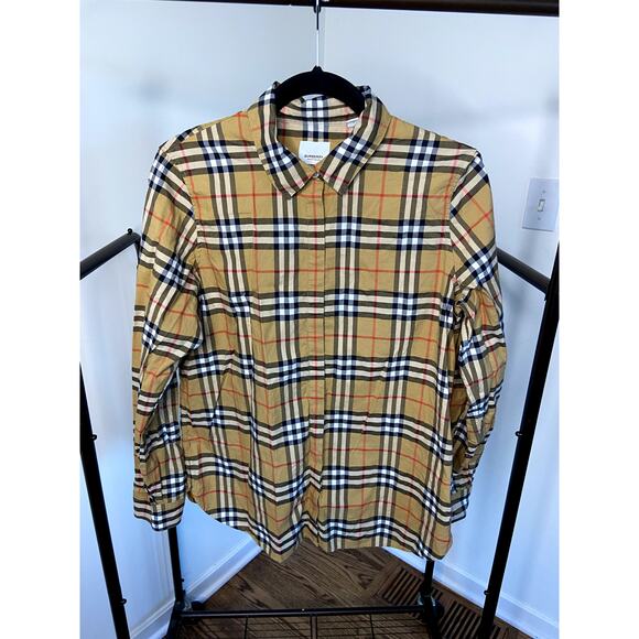 Burberry Vintage Check Button Down Shirt in Antique Yellow size 8 - Picture 2 of 6